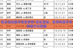 竞彩足球胜平负世界杯-竞彩足球，世界杯胜平负的魅力与策略