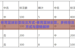 体育篮球彩票投注方式-体育篮球彩票，多样投注方式与策略解析