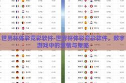 世界杯体彩竞彩软件-世界杯体彩竞彩软件，数字游戏中的激情与策略