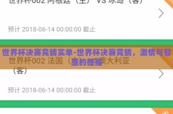世界杯决赛竞猜实单-世界杯决赛竞猜，激情与智慧的碰撞