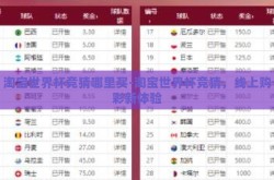 淘宝世界杯竞猜哪里买-淘宝世界杯竞猜，线上购彩新体验
