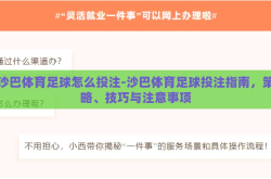 沙巴体育足球怎么投注-沙巴体育足球投注指南，策略、技巧与注意事项