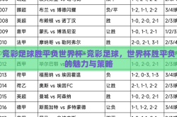 竞彩足球胜平负世界杯-竞彩足球，世界杯胜平负的魅力与策略