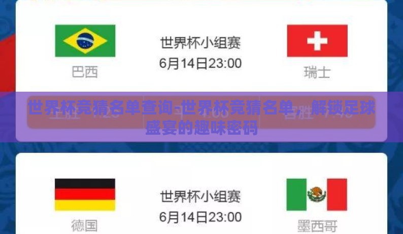 世界杯竞猜名单查询-世界杯竞猜名单，解锁足球盛宴的趣味密码