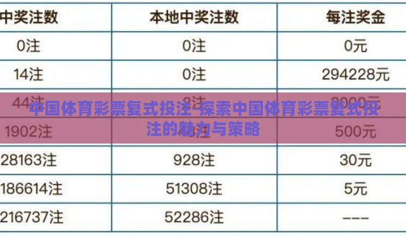 中国体育彩票复式投注-探索中国体育彩票复式投注的魅力与策略 中国体育彩票复式投注-探索中国体育彩票复式投注的魅力与策略