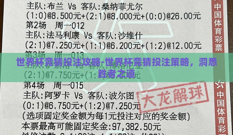 世界杯竞猜投注攻略-世界杯竞猜投注策略，洞悉胜者之道