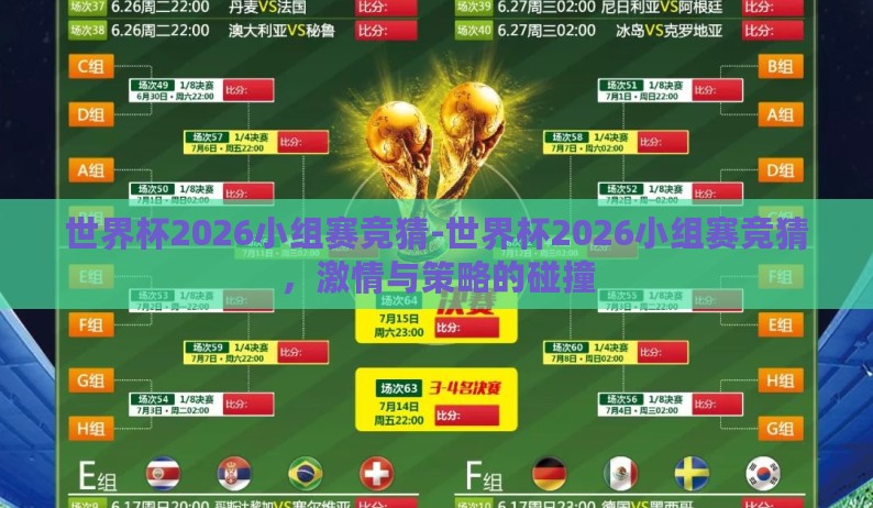 世界杯2026小组赛竞猜-世界杯2026小组赛竞猜，激情与策略的碰撞
