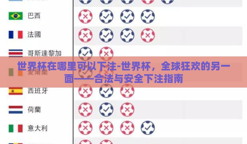 世界杯在哪里可以下注-世界杯，全球狂欢的另一面——合法与安全下注指南