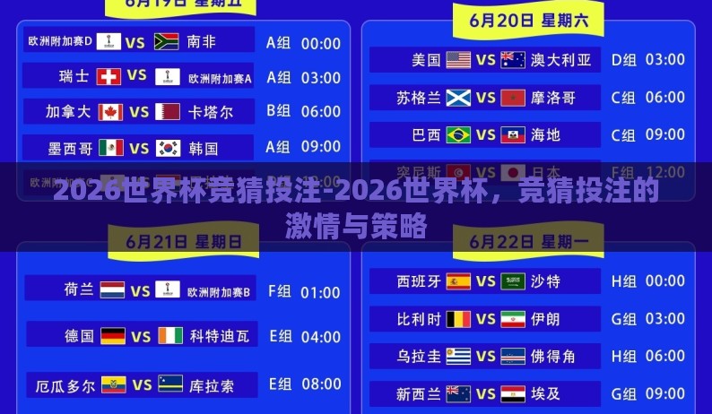 2026世界杯竞猜投注-2026世界杯，竞猜投注的激情与策略