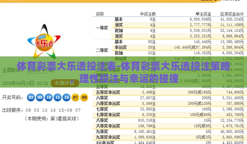 体育彩票大乐透投注表-体育彩票大乐透投注策略，理性投注与幸运的碰撞