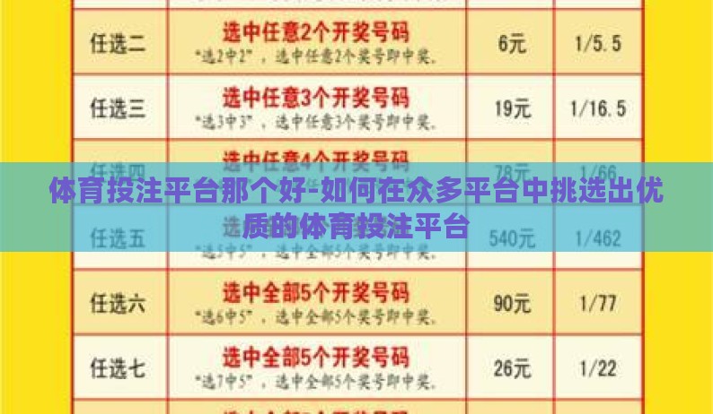 体育投注平台那个好-如何在众多平台中挑选出优质的体育投注平台 体育投注平台那个好-如何在众多平台中挑选出优质的体育投注平台