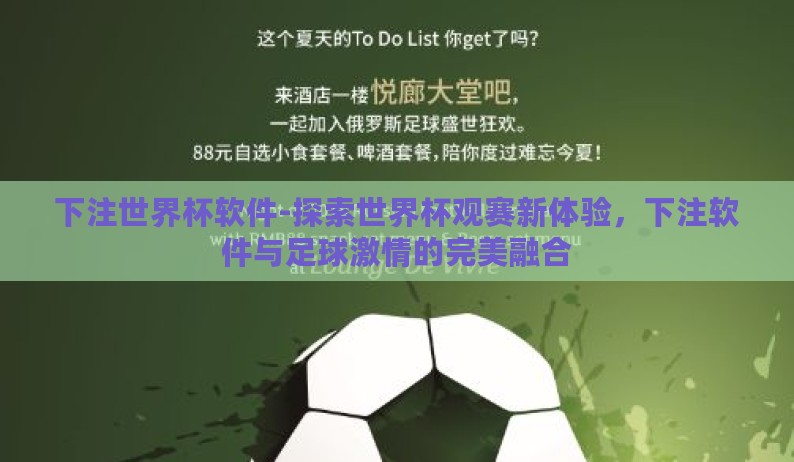 下注世界杯软件-探索世界杯观赛新体验，下注软件与足球激情的完美融合
