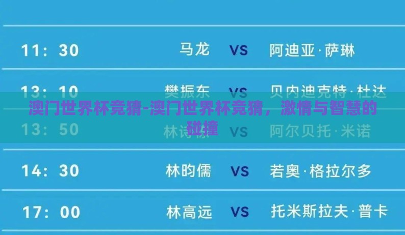 澳门世界杯竞猜-澳门世界杯竞猜，激情与智慧的碰撞
