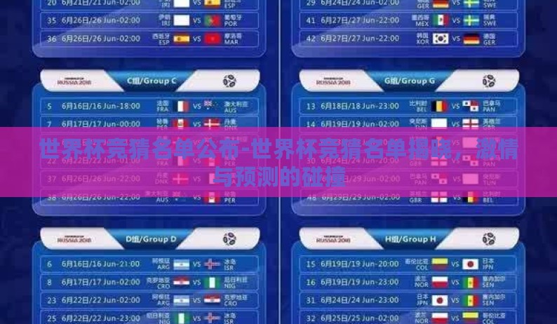 世界杯竞猜名单公布-世界杯竞猜名单揭晓，激情与预测的碰撞