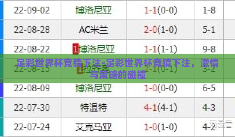 足彩世界杯竞猜下注-足彩世界杯竞猜下注，激情与策略的碰撞