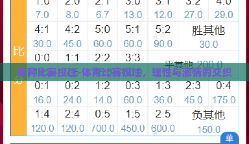 体育比赛投注-体育比赛投注，理性与激情的交织