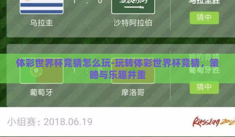 体彩世界杯竞猜怎么玩-玩转体彩世界杯竞猜，策略与乐趣并重